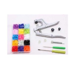 T5四合扣150套裝組 手壓鉗 鈕扣 按釦子 暗扣 四合釦安裝工具 手工DIY釘槍手工具, 顏色隨機, 1套