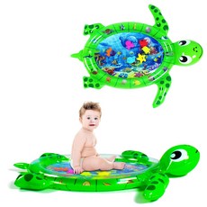 【超繪玩】30絲加厚PVC充氣拍拍水墊 嬰幼兒健身爬行拍拍墊 夏季降溫冰墊坐墊, 綠色海龜拍拍水墊, 1個