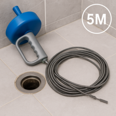 하수구 뚫어뻥 배수구 관통기 배관 스프링 청소기 5m, 1개