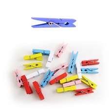 나무집게 (칼라혼합) 3.5cm X 100개 사진집게 우드집게, 칼라혼합-3.5cmX100개, 1개