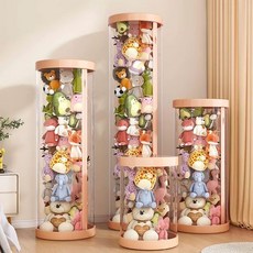 인형정리함 투명 보관함 원통 지퍼 인형 수납함 보관 정리, N. 넓은 지퍼 스타일화이트 색상 야간 조