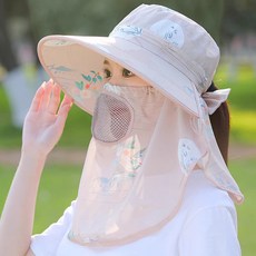 帽子女款2024新款防曬帽防紫外線遮陽帽面罩遮全臉薄款採茶太陽帽