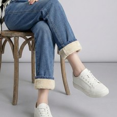 UPPERCUT 여성 빅사이즈 기모청바지 일자 털바지 데님 팬츠