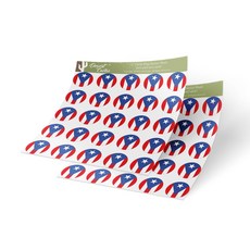 Desert Cactus Puerto Rico State Flag Sticker Vinyl Decal 1 Inch Round Two Sheets 50 Total Pieces