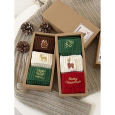 好物推薦 聖誕襪子 秋冬個性中筒襪紅色加厚新年棉襪可愛刺繡卡通聖誕禮物, 1個, 綠色鈴鐺【單買不送盒子】,均碼【34-40】