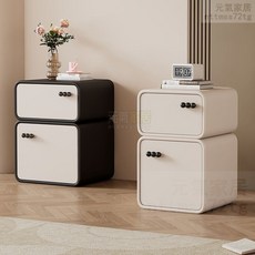 奶油風床頭櫃小型臥室家用簡約現代新款整裝實木超窄兒童房輕奢床頭櫃 床邊櫃 床邊桌 邊櫃 側櫃, 卡其白拼色,35長*40寬*50高（實木款）, 1個