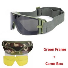 보호 렌즈 전술 선글라스 밀리터리 에어소프트 페인트볼 스포츠 고글, 1개, 1. Green Camo box