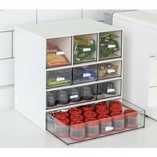 다용도 데스크 적층식 미니 서랍 홈카페 티백 정리함 캡슐커피정리 티백수납함 수납 탕비실정리 티백보관함, 정사각형 3칸