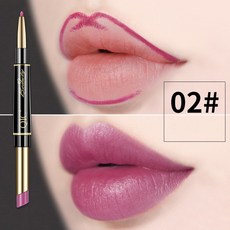 립라이너 2 IN 1 립 라이너 방수 매트 립스틱 펜슬 섹시한 레드 오래 지속되는 메이크업 화장품, [03] 02, 1개