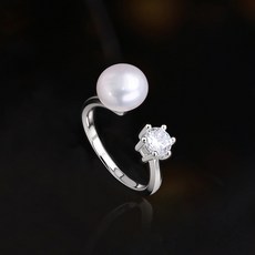 MUFAN 클래식 심플 디자인 천연 담수 진주 반지 생일 선물 고급 기프트 박스 포장