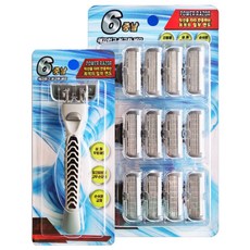 POWER RAZAR 6중날 면도기세트 12개입 면도날 본품포함 대용량 일회용 교체형 제모 휴대용, 1세트, 면도기+면도날 12p