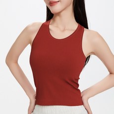 여름 감성 무드 모던 여성 요가 조끼 스포츠 브라 내장 땀 흡수 신축성, S 사이즈 (85~100마리), 레트로 레드