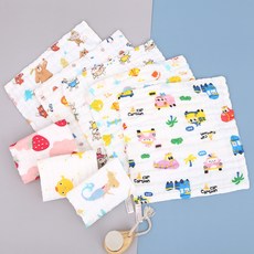 臺灣出貨 純棉方巾六層口水巾高密兒童全棉小毛巾褶皺印花手帕紗布擦手巾, 女寶隨機花色,30*30, 1個