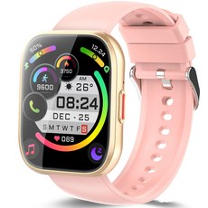 Donerton P114 통화가능 GPS 블루투스 스마트워치 스포츠 워치 대화면 한글판, GPS + 블루투스, 4.3cm, 핑크색