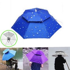 핸즈프리 2단 모자 우산 낚시 농사 야외 작업 햇빛 차단 머리 착용 휴대 간편, 1개