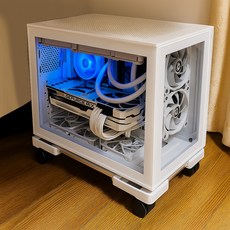 길이변형 이동식 빅타워 스틸 컴퓨터 본체 받침대 데스크탑 거치대 PC 선반 트레이 정리, 1세트