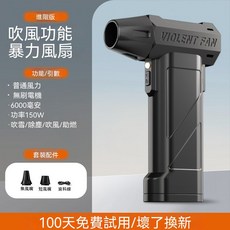 手持暴力風扇 吹風除塵 助燃神器, 吹風版 吹風配件 充電線, 基礎款 150W功率 6000毫安  無刷電機