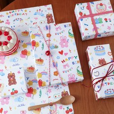 드림팩토리 생일축하 신나는파티 포장지 3종(6매), 1개 1개