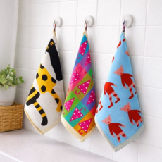 코튼 고리 수건 어린이집 핸드타올 욕실 키친 고리 수건 주방 코튼타올 고리형 걸이형 흡수력 닦이 좋은, 곰