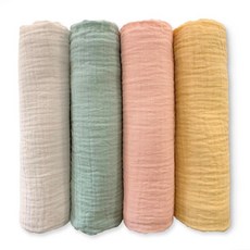 SwaddleDesigns 면 모슬린 포대기 담요 4개 세트 남아 및 여아용 속싸개 최고의 샤워 선물 116.8 x 116.8cm46 46인치 핑크 플로럴 163843, Spring Garden