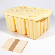 食品級軟矽膠雪糕模具, 12連食品級模具琥珀黃送50根木棒, 1個
