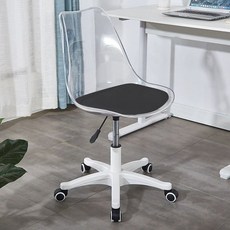 회의용 의자 바퀴달린 사무실 등받이 컴퓨터 공부 학생, 팔걸이 없음, 투명 블랙 쿠션