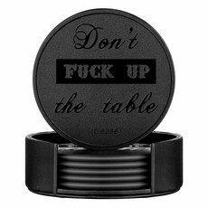 터 홀더가 있는 Thipoten 6개 가죽 완벽한 집들이 호스티스 선물 물 자국 긁힘 및 손상으로부터 가구 보호 (6개 검정색), Bla