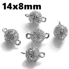 원형 자석 연결 걸쇠 비즈 라인석 참 펜던트 DIY 커플 마그네틱 버클 쥬얼리 팔찌 14mm 16mm 5 세트, 09 style8