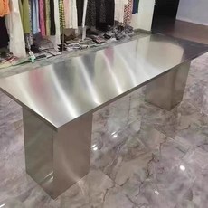 스테인레스 테이블 대형 매대 SUS 탁자 원형 진열대 레스토랑 매장용, 스테인리스 스틸 풀줄 180 x 60x75cm