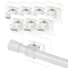 피니코니 부착식 접착식 압축봉 커튼봉 고리 홀더 스티커 브라켓 8개, 투명