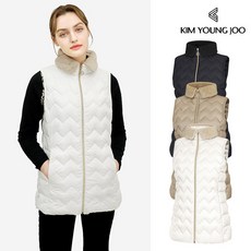 [사은품증정] 김영주 여성 골프웨어 커브 패딩 롱 베스트 경량 조끼 532905