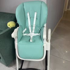 兒童餐椅坐墊 嬰兒推車坐墊 透氣加厚棉墊 安全座椅墊 餐椅靠墊 推車墊 安全帶寶寶餐椅 坐墊套配件涼席兒童餐椅 安全帶, 薄荷綠PU皮坐墊加安全帶, 1個