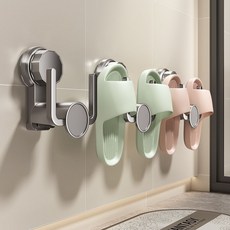 【品牌低價】浴室拖鞋架置物架壁掛式免打孔衛生間牆上掛鞋架瀝水, 吸盤式鞋架掛鉤-即吸即用,透灰色-1個裝, 1個