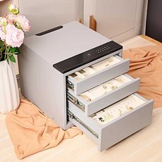 금고 지문인식 서랍형 귀중품 보관 비밀번호 보안 금고 사무실, 3단 비번+지문/그레이+화이트