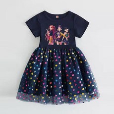 케이팝 데몬헌터스 반팔 드레스 원피스 키즈 캐릭터 코스프레 라운드 봄 여름 오버핏 어린이