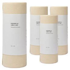 어슬릭 한장씩 뜯어쓰는 스탠다드 일회용 수세미 주방 설거지, 4개, 60개, 베이지
