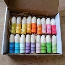 木質積木早教啓蒙顏色認知認知兒童玩具, 1個, 18個拇指小人:如圖所示