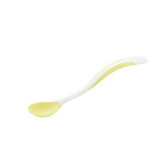 日本 Richell 利其爾第一階段TLI嬰兒用湯匙叉(附盒)寶寶學習餐具, 淺黃單支(軟）無盒, 1個