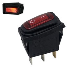 2단 3핀 방수 로커 스위치 사각형 220V AC LAMP 빨간색 ON-OFF 28x10mm (HAS5306), 1