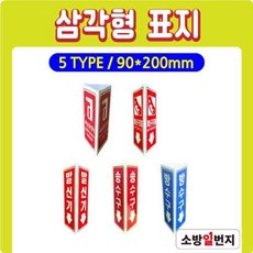 축광 삼각형 표지 삼각표지 비상용망치 피난구조대 발신기 송수구 방수구 표지 위치표시 소방표지 90x200H, 1개