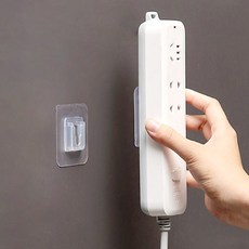 멀티탭 후크 고정 콘센트 붙이기 선정리 벽부착 1구 걸이 홀더 부착 거치대 무타공후크, 1개, 상세페이지 참조