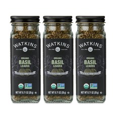 왓킨스 유기농 바질 0.71 온스 3개입 Watkins Organic Basil 0.71 Ounce 3 Count, 오가닉 바질, 0.7온스(3팩), 1개