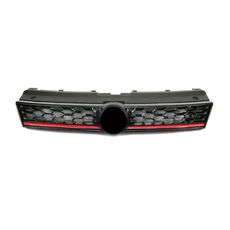 Volkswagen 호환 폴로 GTI 스타일 2014-2018 라디에이터 그릴 벌집 메쉬 레이싱 가드 보호대 커버 키트 자, 01 Red Line, 01 Red Line