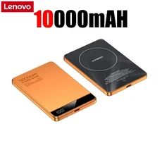 레노버 10000mAh 울트라슬림 파워 뱅크 마그네틱 무선 고속 충전 CCC 휴대용 배터리 (MagSafe 애플워치 아, 01 Orange 10000mAh