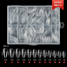 120/140/240개 사각 아몬드 관 모양 네일 팁 천연 투명 풀커버 네일 듀얼 폼 다이아몬드 소프트 젤 네일 팁, 07 A02-240pcs