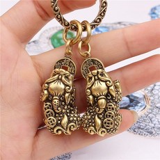 Pixiu 순수 황동 열쇠 고리 자동차 펜던트 남성과 여성을위한 장난감 선물 커플 선물 크리 에이 티브 수제 장식, D