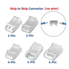 IP20 IP65 5050 3528 2835 8mm 10mm LED 스트립 라이트용 2/3/4/5/6핀 케이블 커넥터 고정 클램프 빠른 연, 02 4P for 10mm PCB, 01 5 Pcs, 06 Strip to Strip, 1개