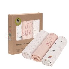 德國 Lassig 超柔竹纖維嬰兒包巾毯3入-莓果花園，親膚透氣，多功能用途，寶寶四季皆宜, 莓果花園