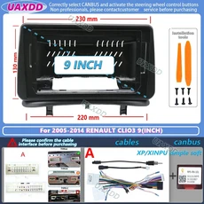 2005 르노 CLIO3 용 안드로이드 9 인치 프레임 CD 페시아 케이블 하네스 어댑터 플레이어 멀티미디어 대시, 06 For 2005 2014 CLIO3