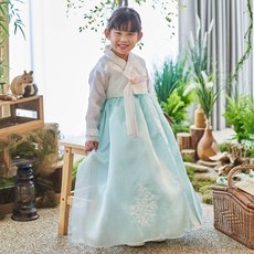 비즈 화이트 당의 여아 한복 민트 갈래 치마 유아 베이비 돌 설날 명절 한복 OSG132